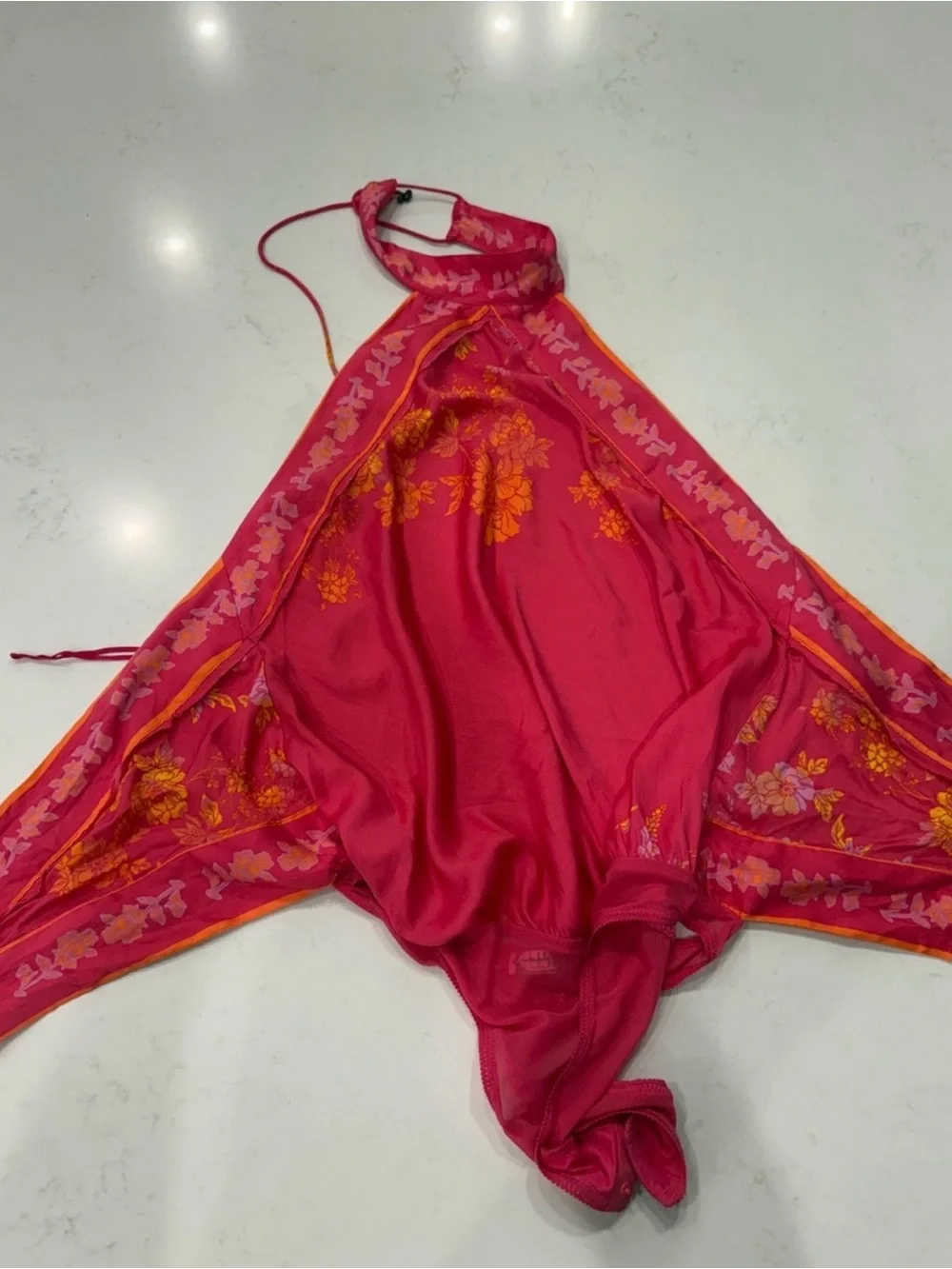 Free People Fuchsia Halter Backless Tie-Back Top - Picture 4 of 7